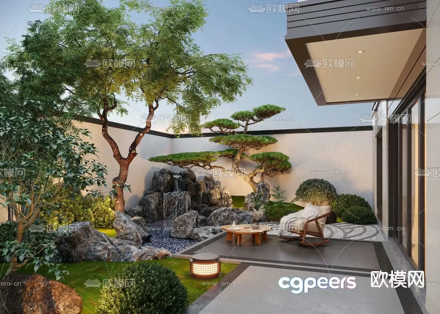 Villa courtyard courtyard water feature courtyard landscape garden 3d model