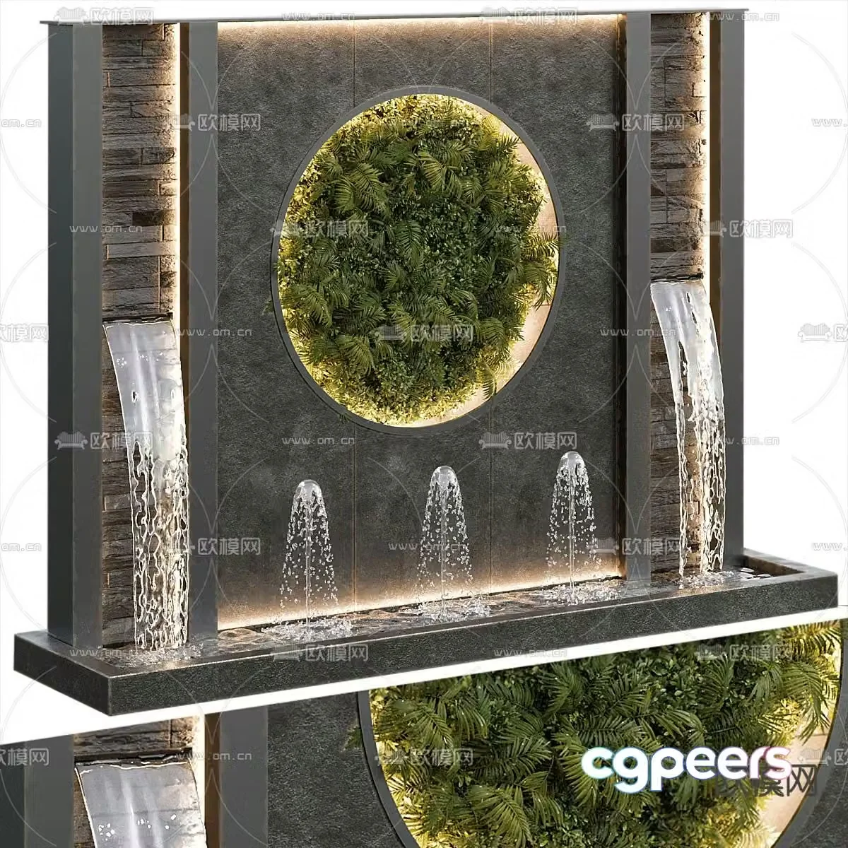 Fountain sketch pool water curtain 3D model