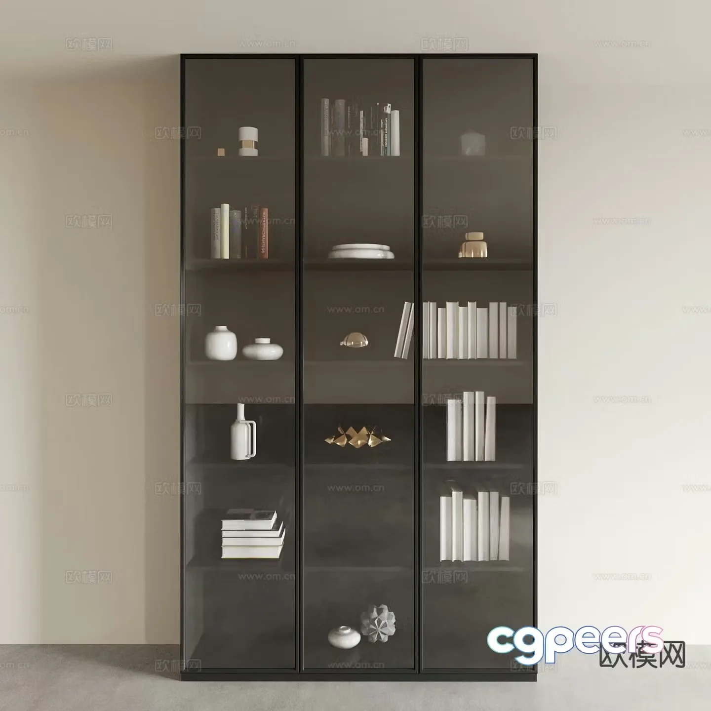 Modern glass cabinet bookcase 3d model