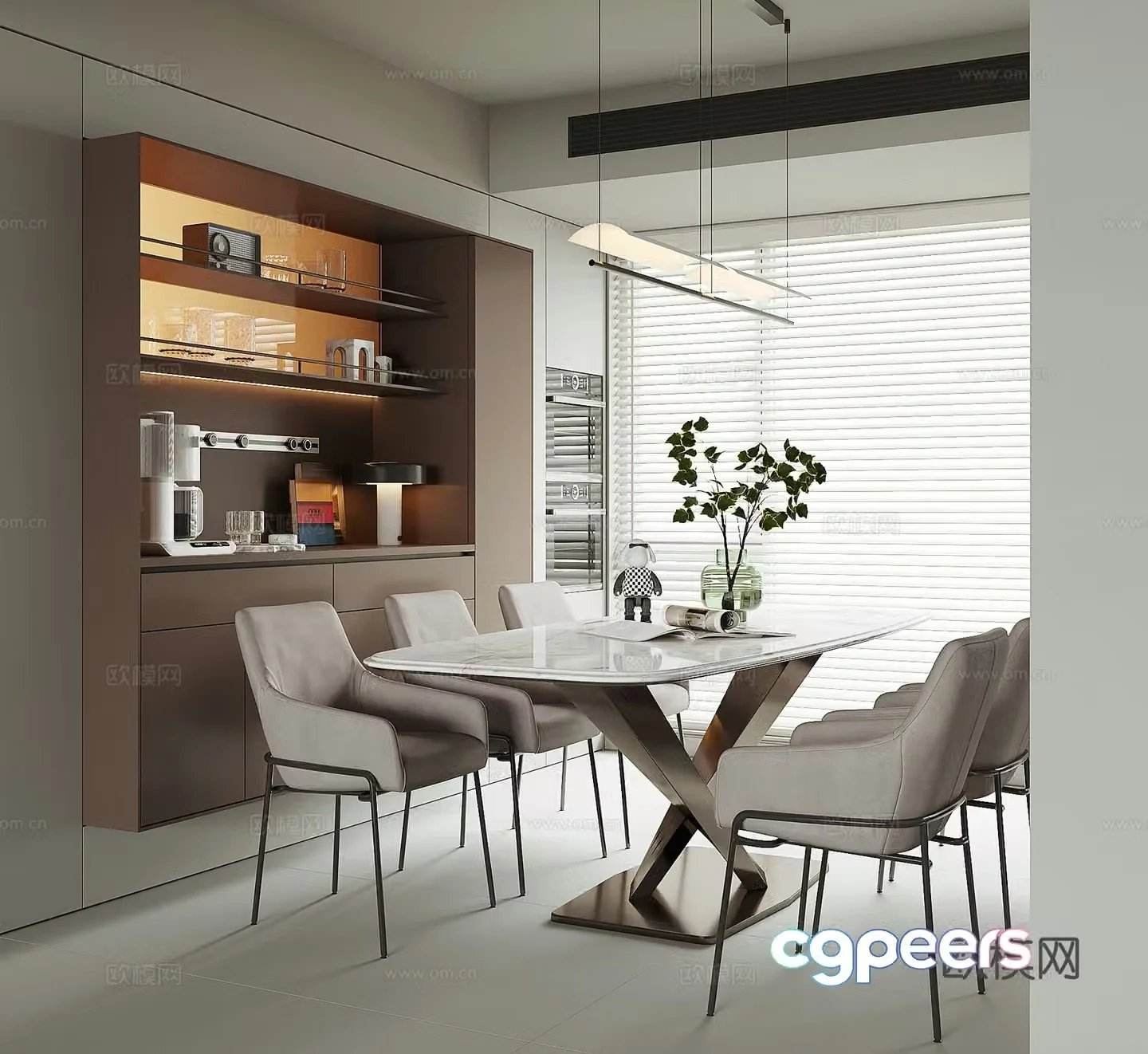 Modern home restaurant 3d model