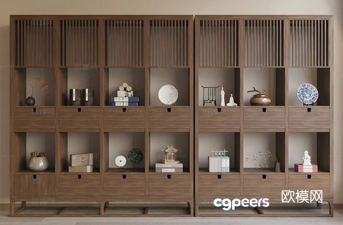 New Chinese style 3D model of Bo Gu shelf