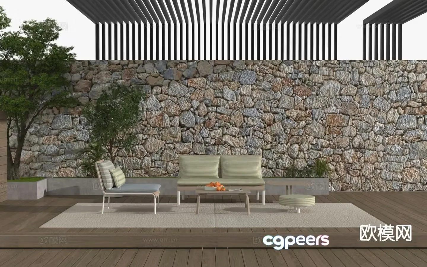 Outdoor sofa modular sofa 3d model