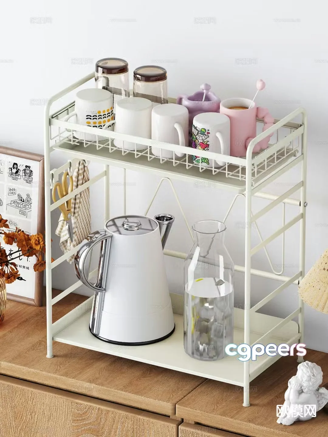 Water cup kettle tea set rack 3d model