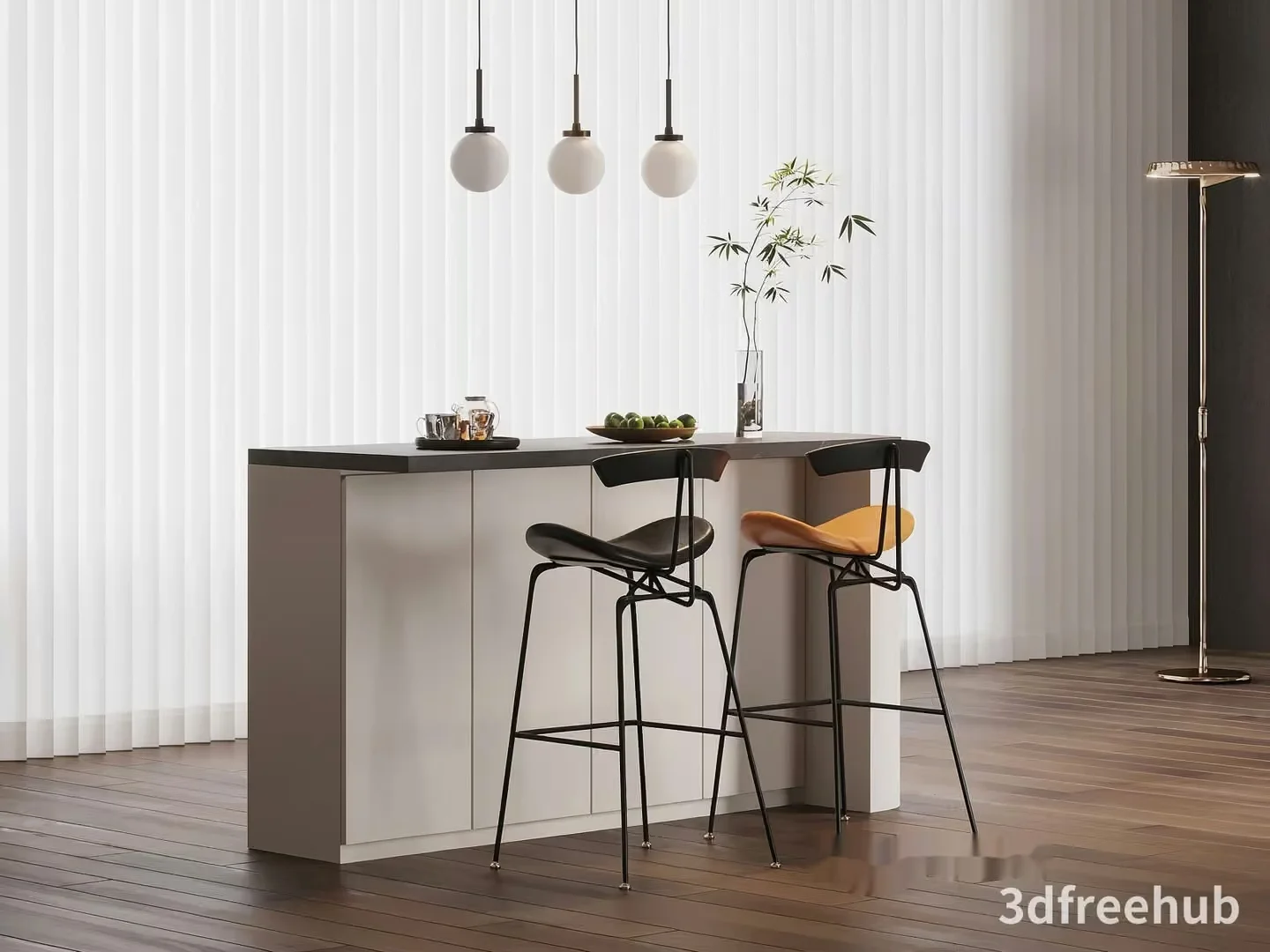 Modern Kitchen Island 3D Model – 7902 – VRAY Render