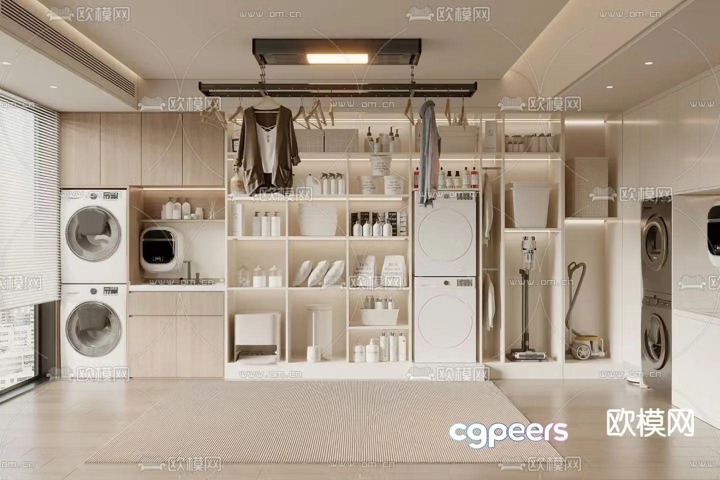 Balcony cabinet laundry room washing machine 3d model