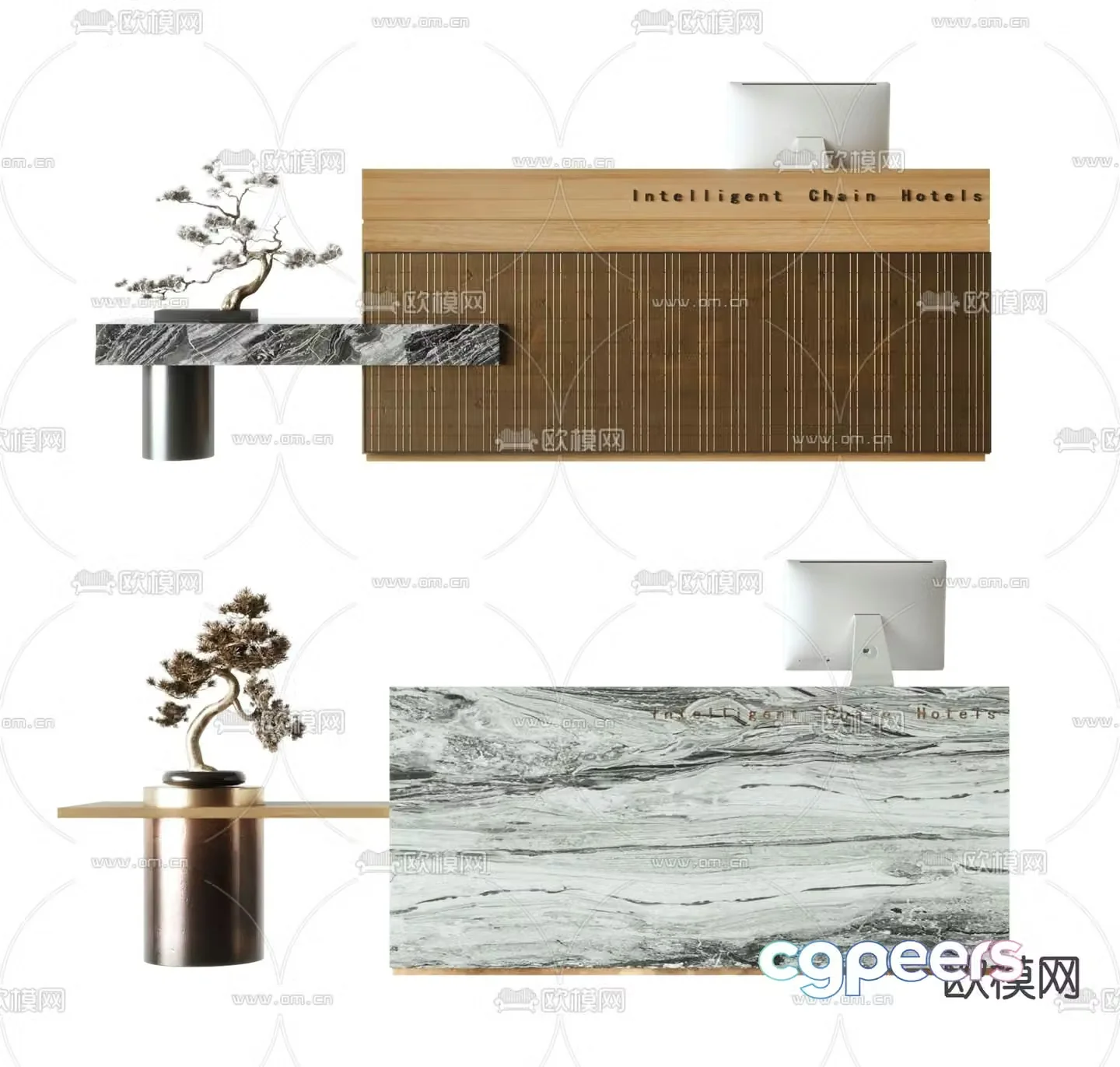 New Chinese style front desk reception desk service desk 3d model