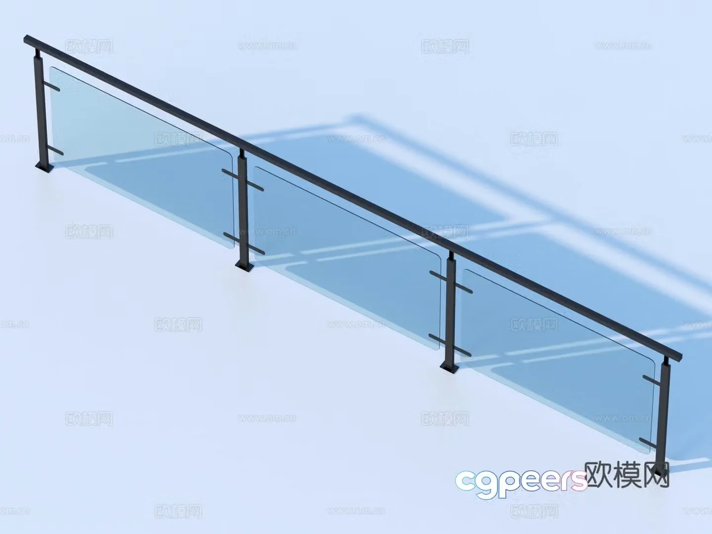 Glass Rail Handrail Fence Guardrail Railing 3d Model