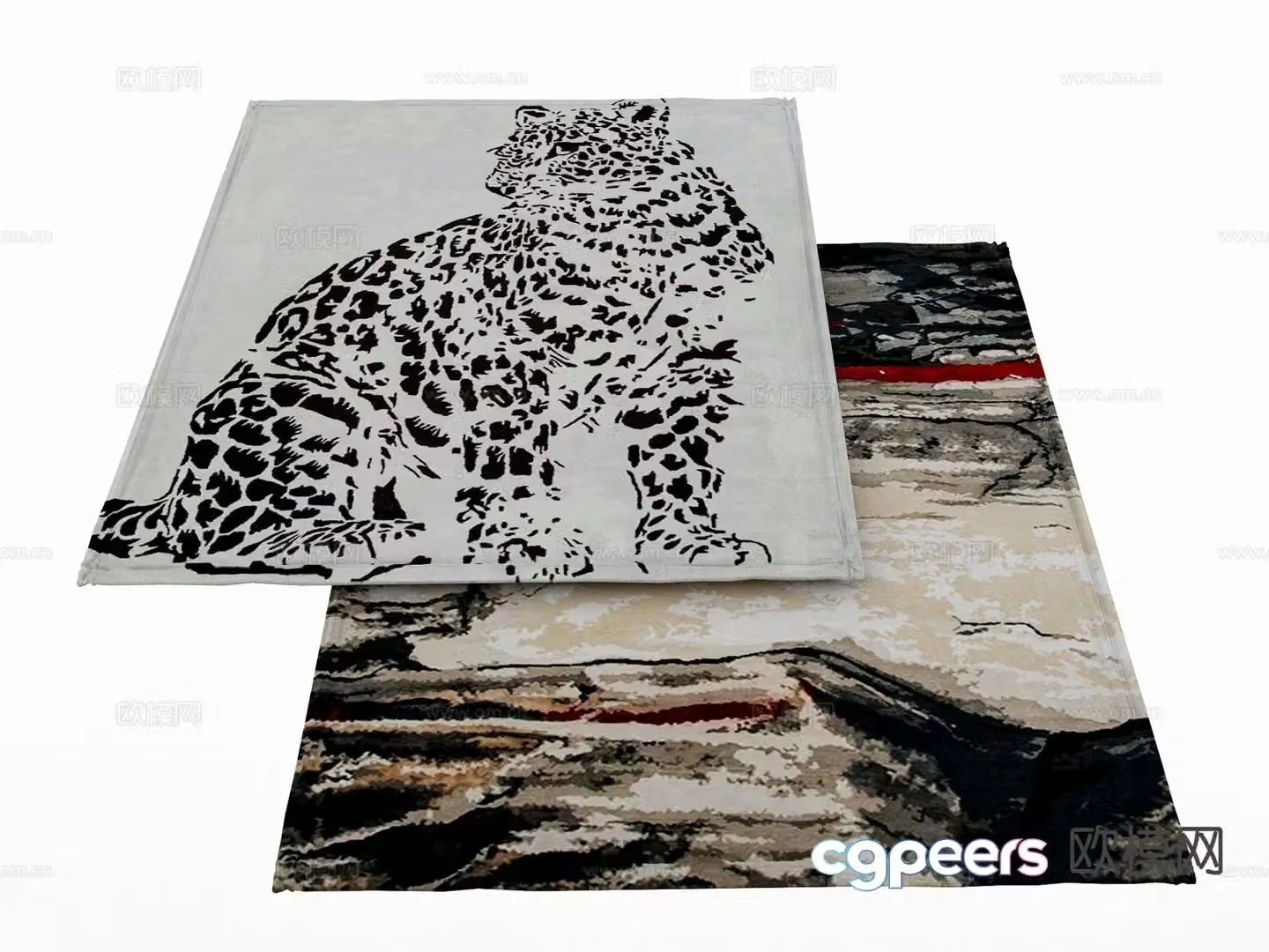 Modern carpet square rug 3d model