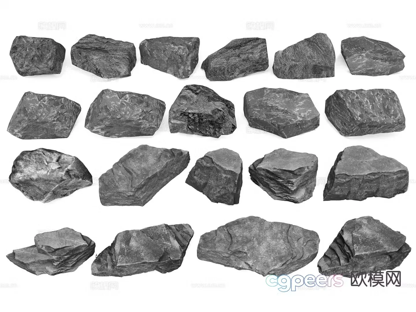 Courtyard stones landscape stones paving stones 3D model