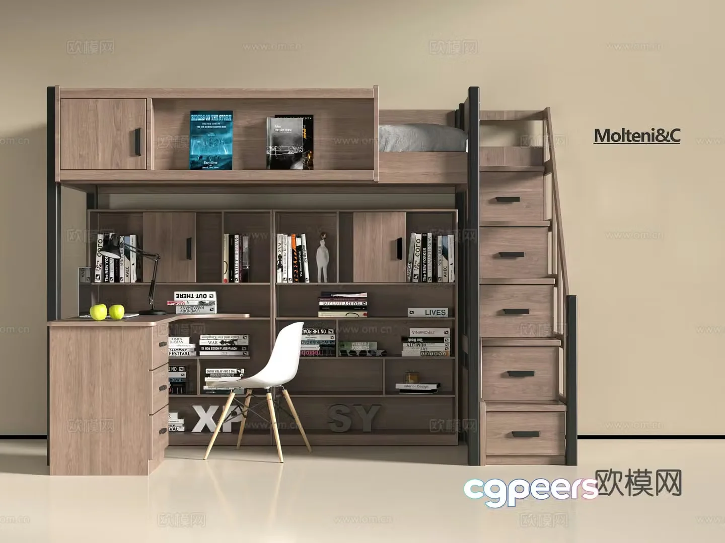 Modern solid wood 3D model