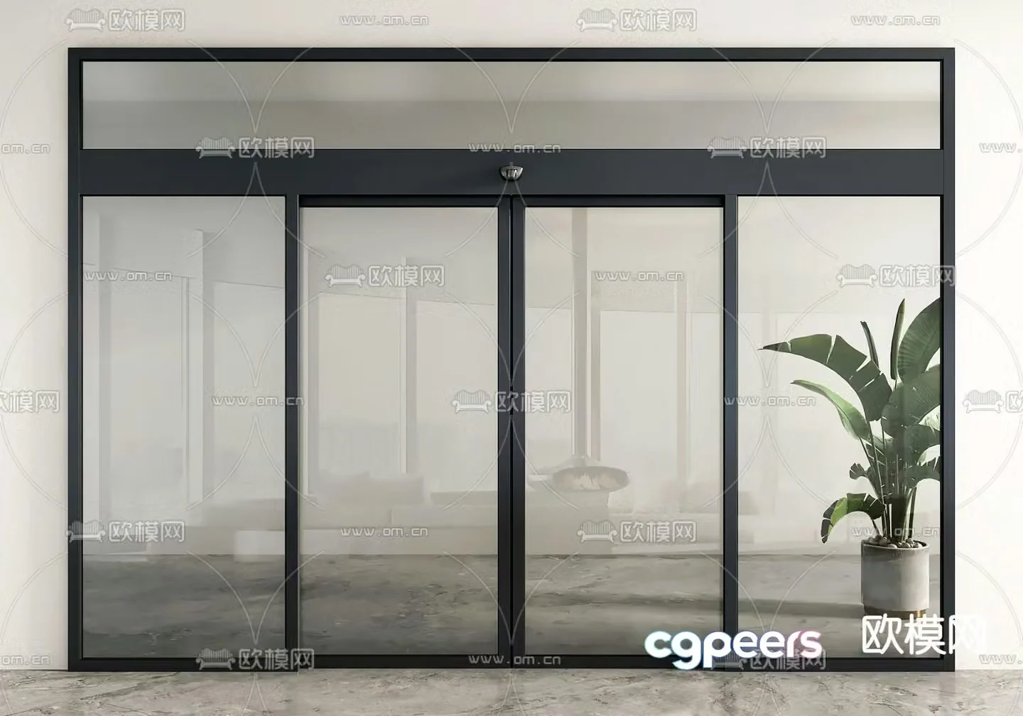 Automatic sensing door Electric door Glass door 3D model