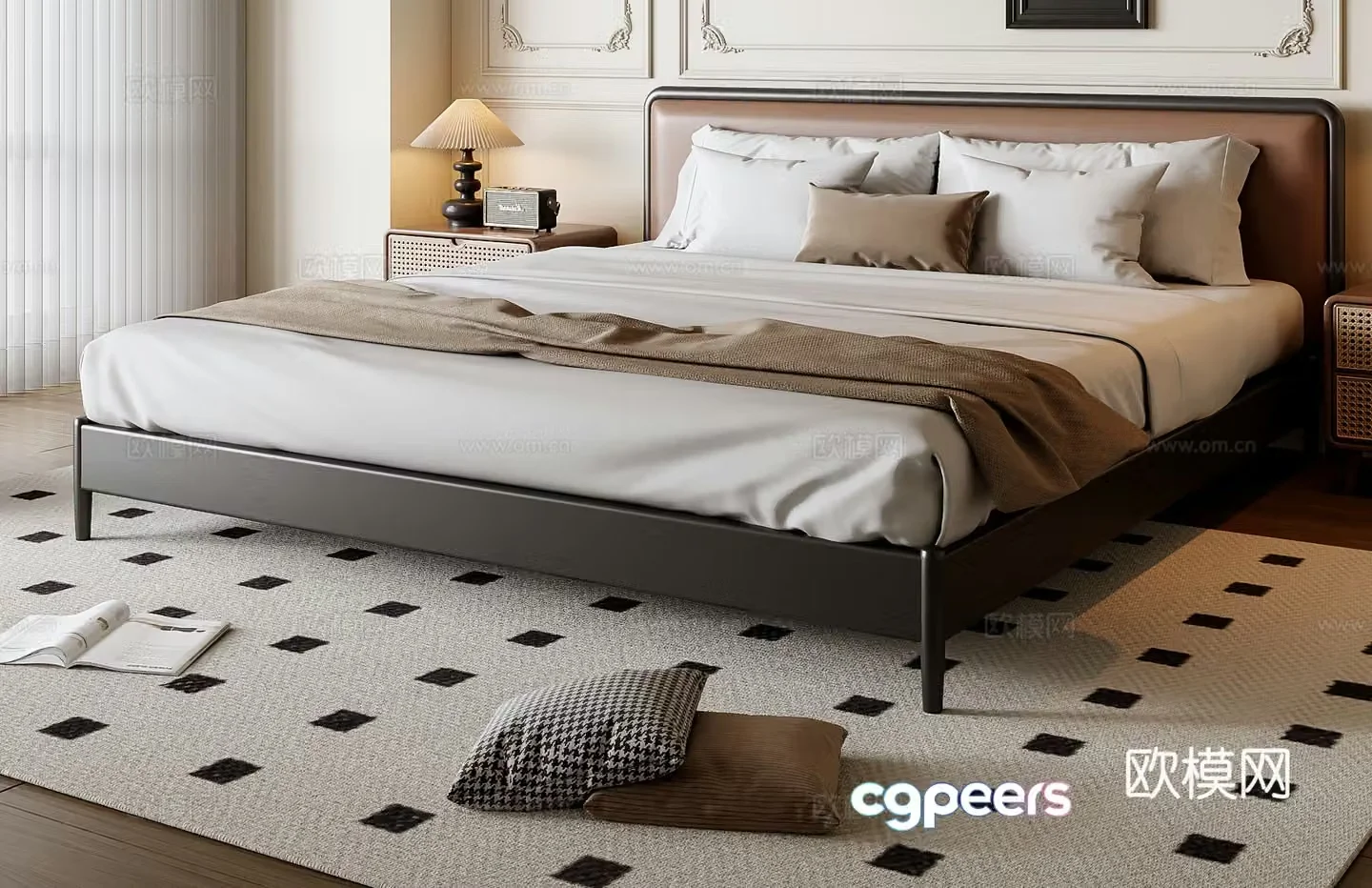 Middle-aged double bed 3D model
