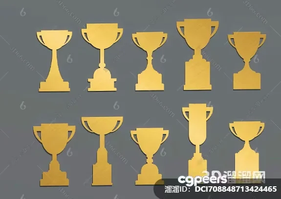 Gold Trophies 3D Model – 7997 – VRAY Render