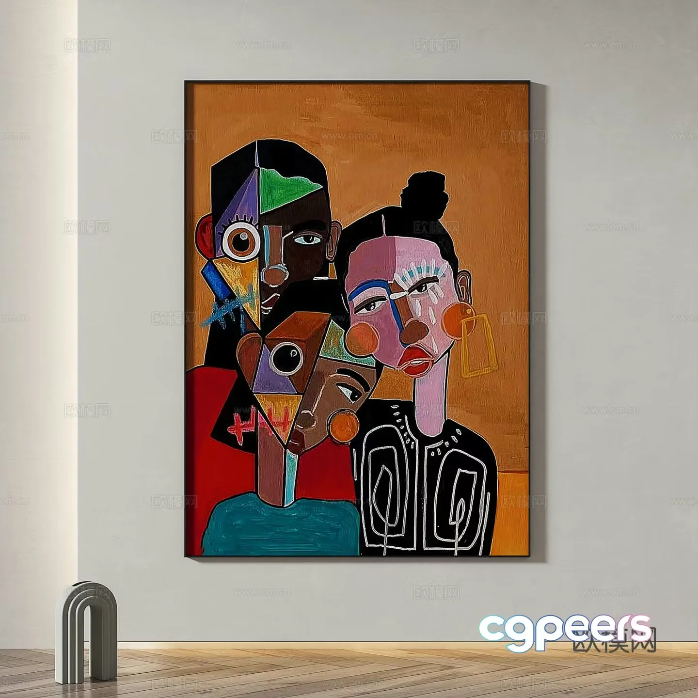 Modern minimalist abstract decorative painting 3d model