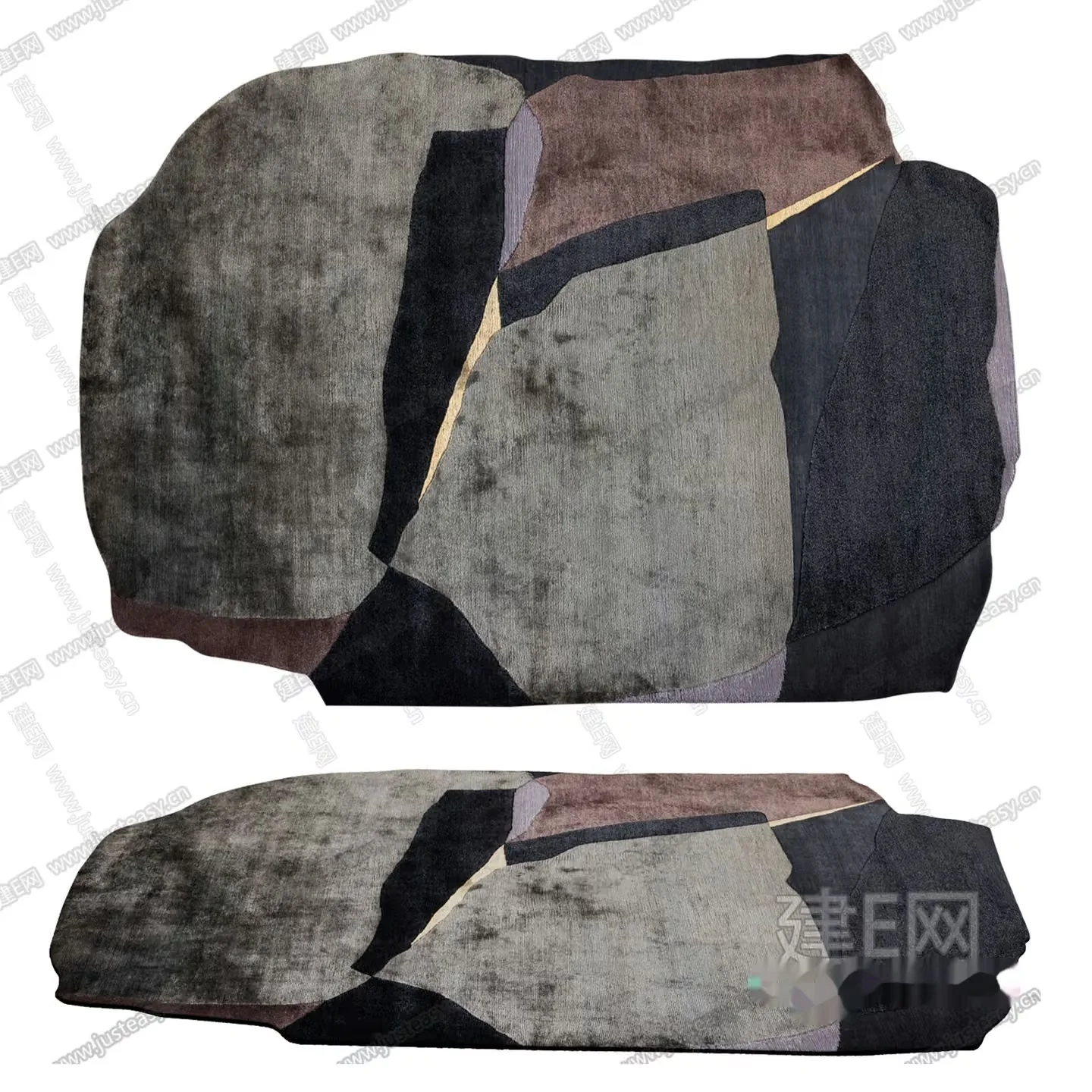 A Brown And Grey Rug With A Unique Design 3D Model – 10844 – VRAY Render