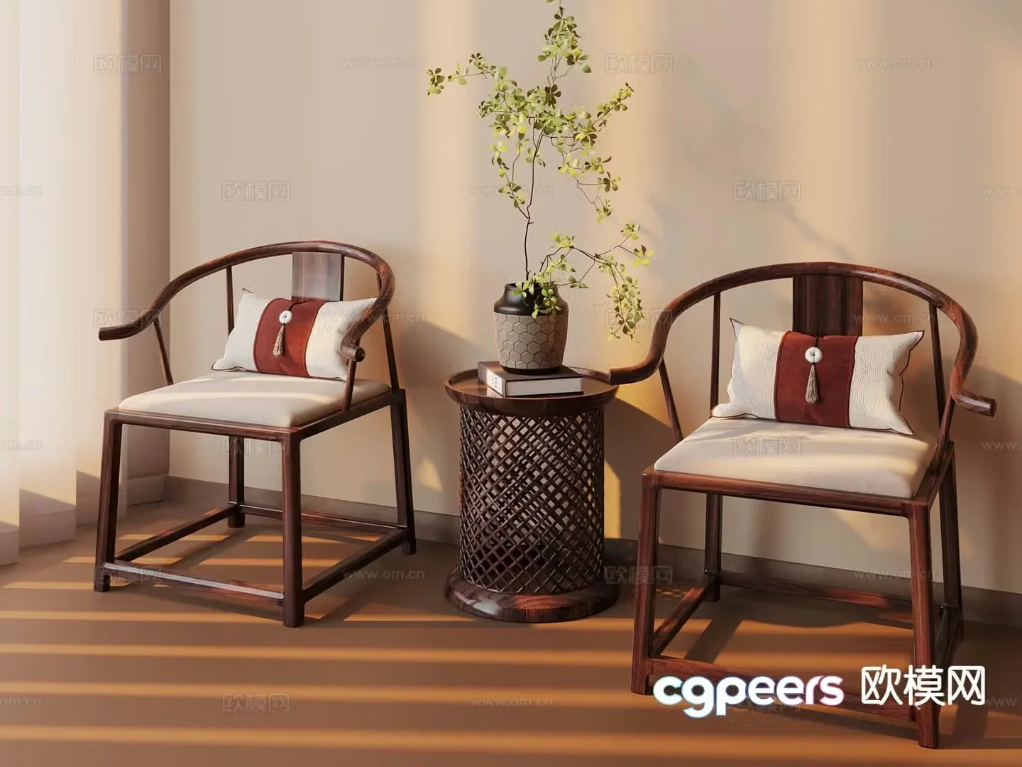 New Chinese style leisure chair armchair 3d model