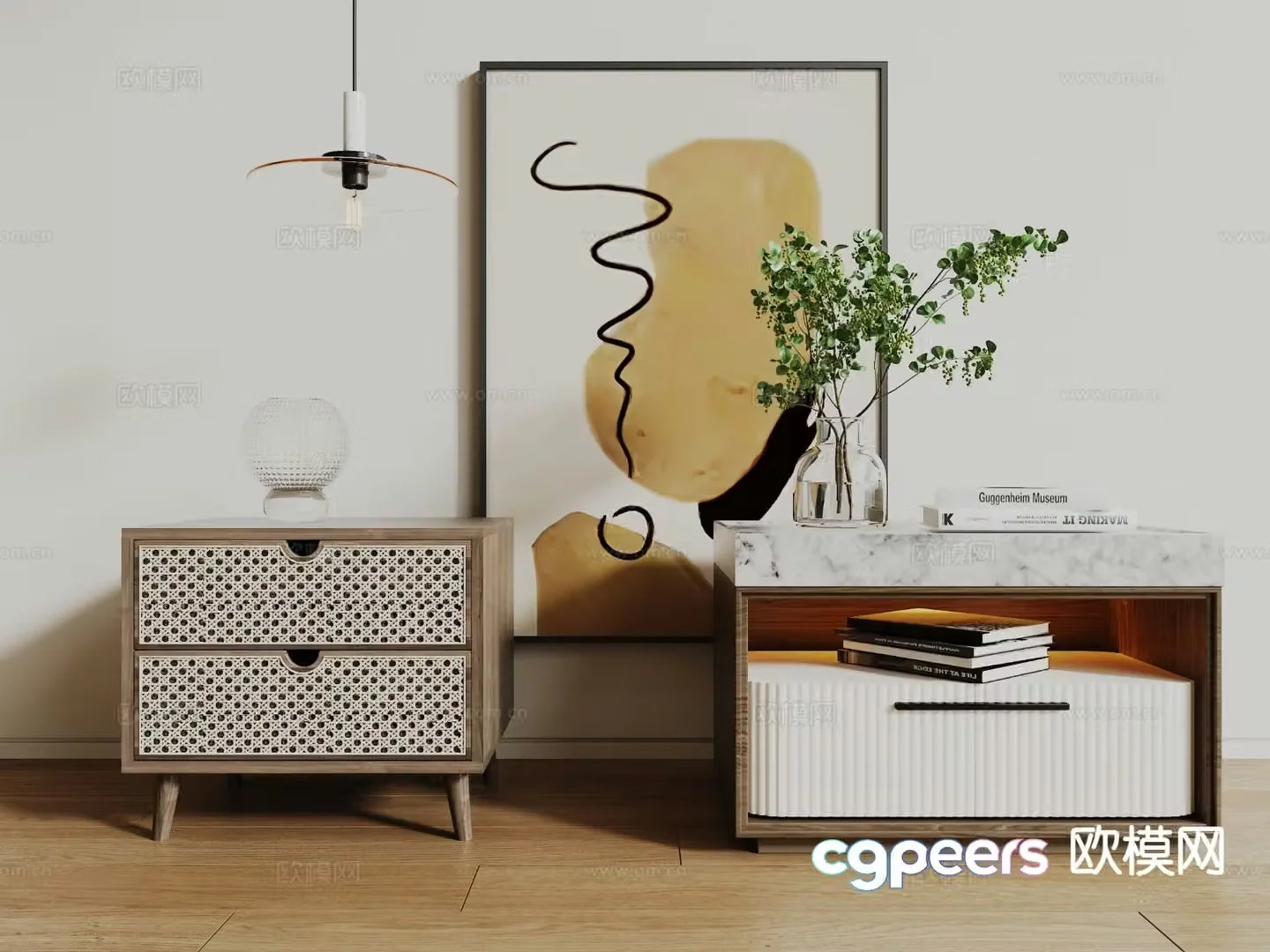 Modern bedside table 3d model