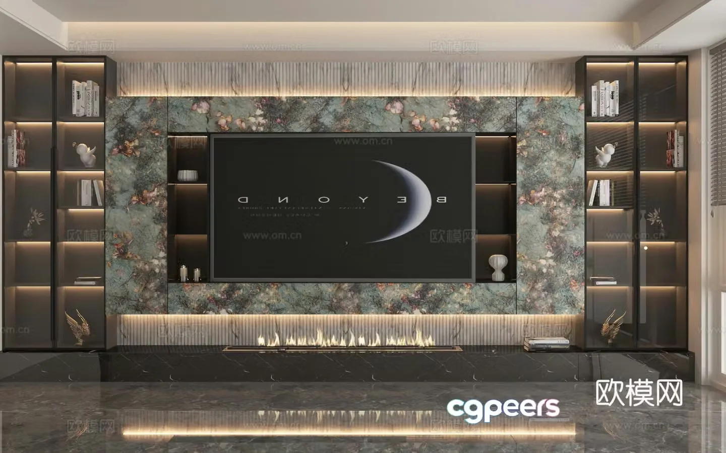 3d model of TV background wall