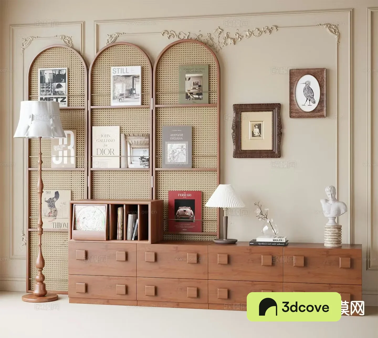 Medieval style TV cabinet chest of drawers