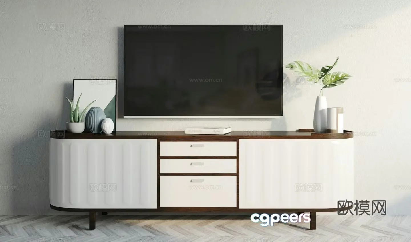 Nordic TV cabinet TV ornament combination 3D model