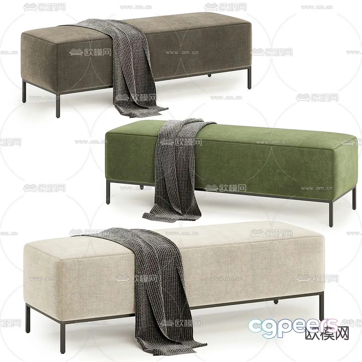 bed end stool footrest 3d model