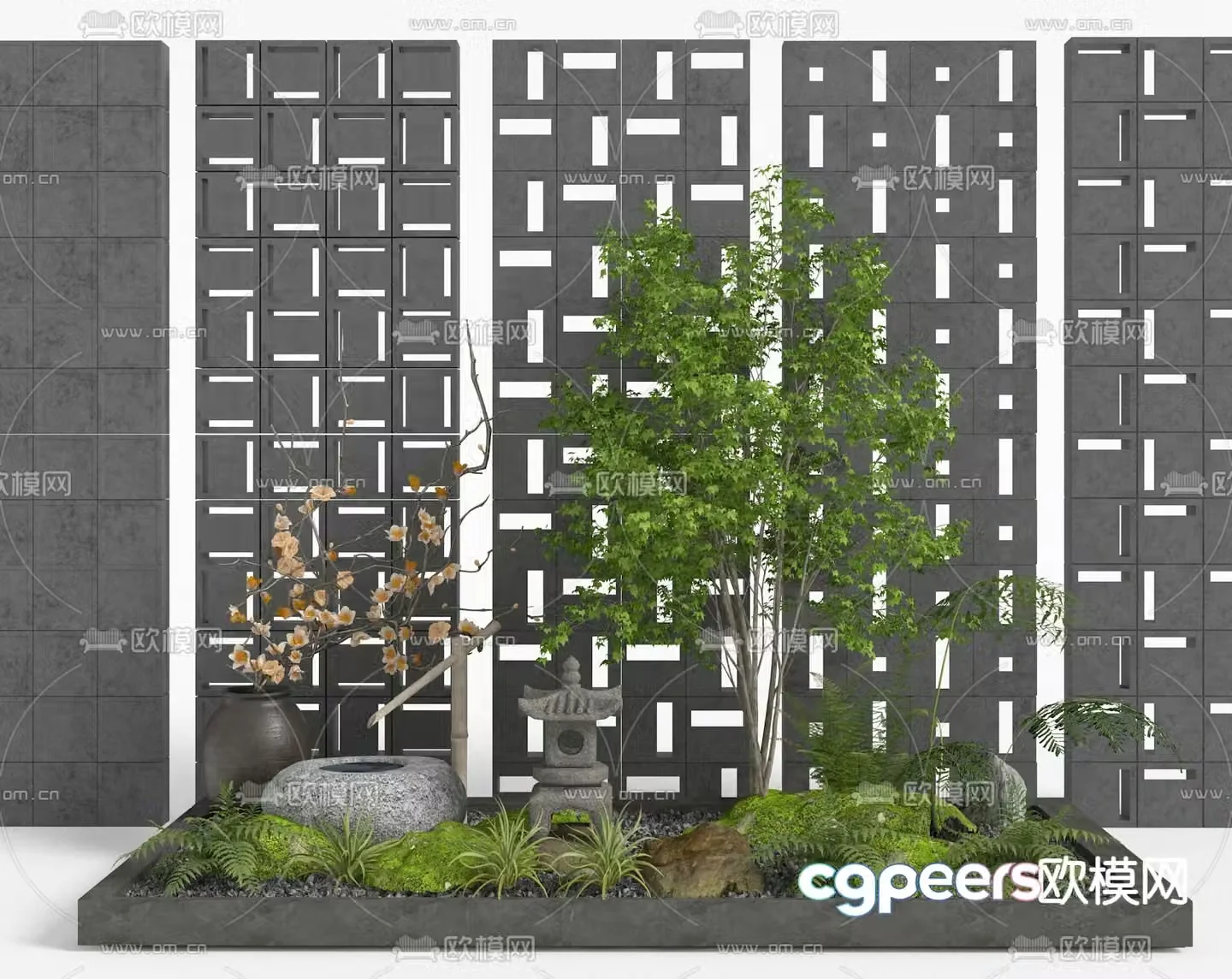 Green plant heap micro-terrain moss sketch 3d model