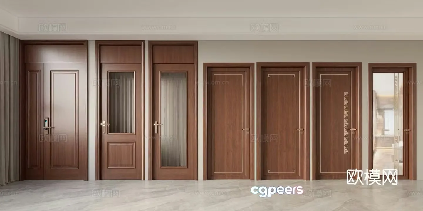 New Chinese-style 3D model of open ceiling door
