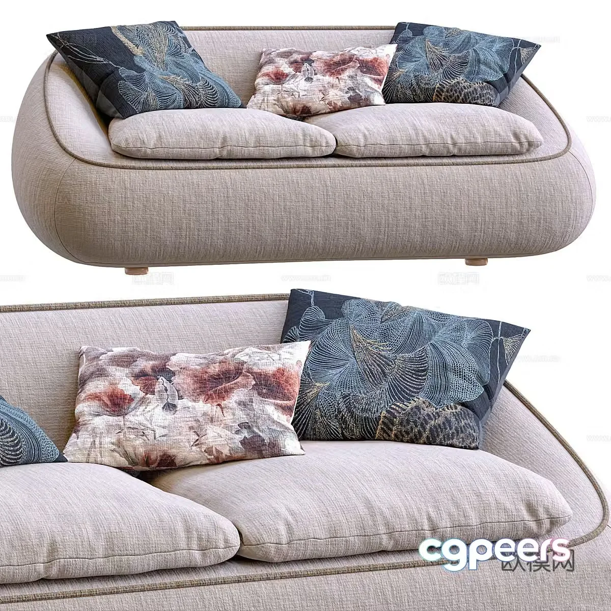 3d model of double sofa
