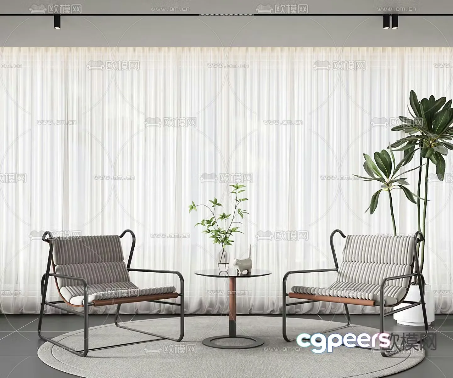 Modern leisure chair seat 3d model