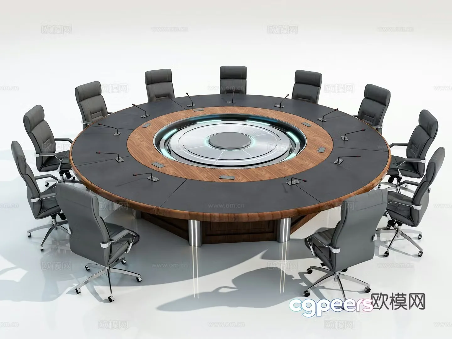 Dark wind round conference table 3d model