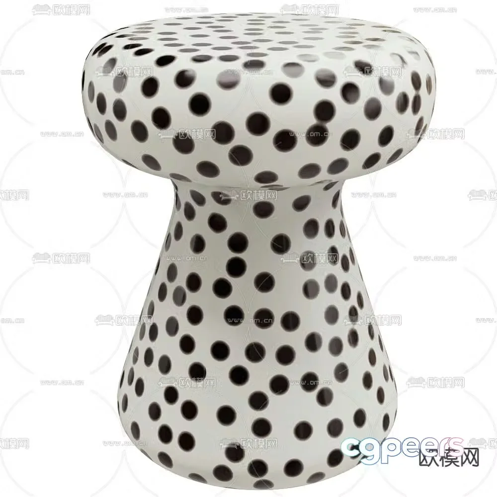 Inout black and white stool round stool low stool 3d model
