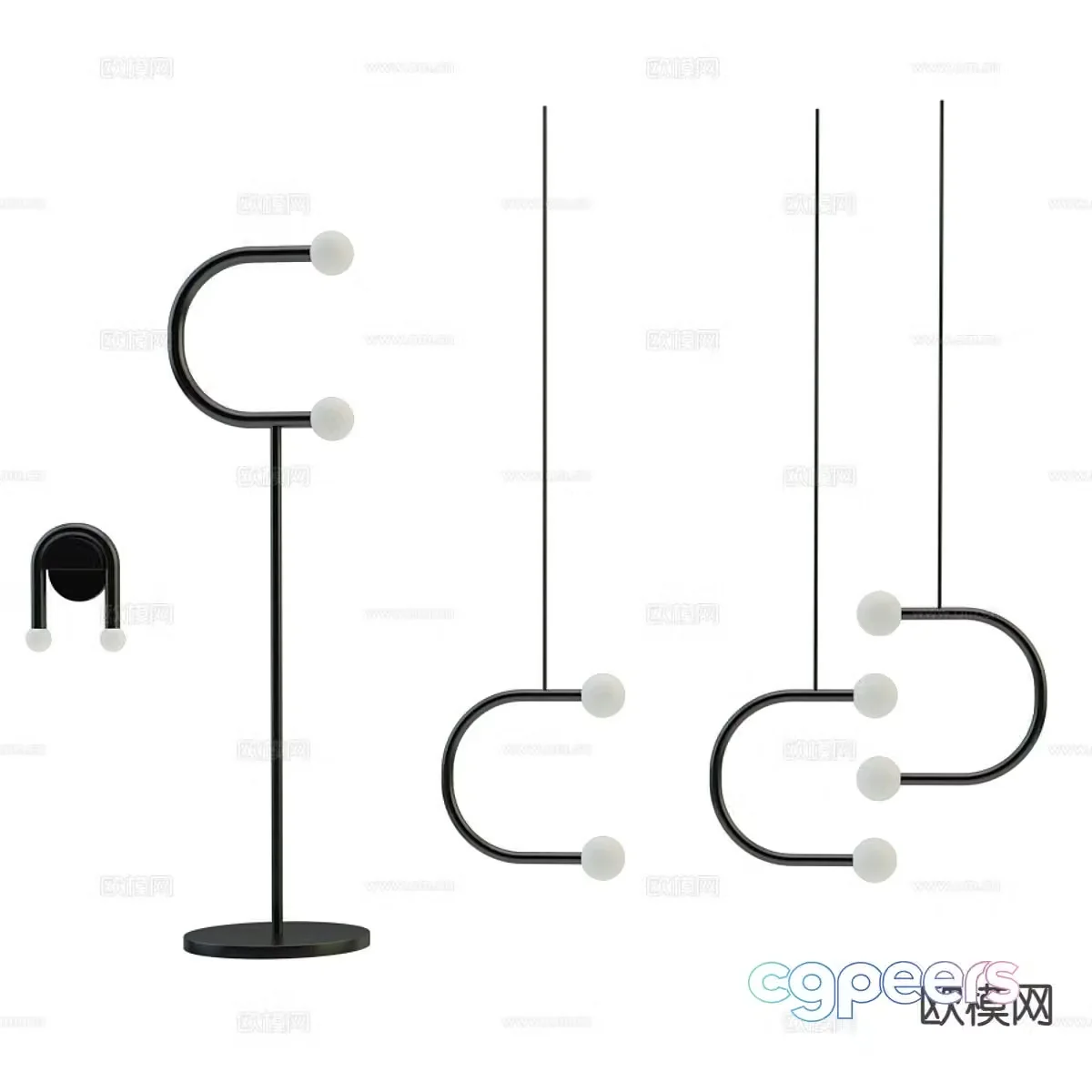 Italian minimalist floor lamp small chandelier 3D model