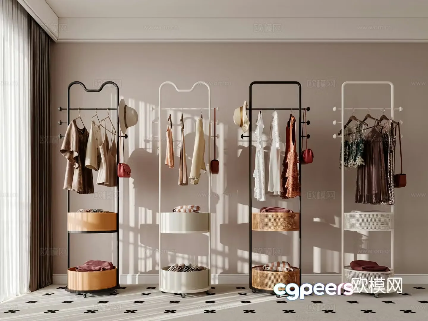 Modern butter hanger clothes hanger clothes hanger clothes hanger floor-standing clothes hanger finished clothes hanger multi-function clothes hanger 3d model