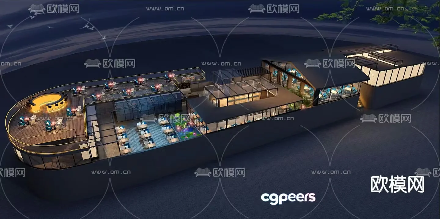 New Chinese hotpot restaurant building exterior 3D model