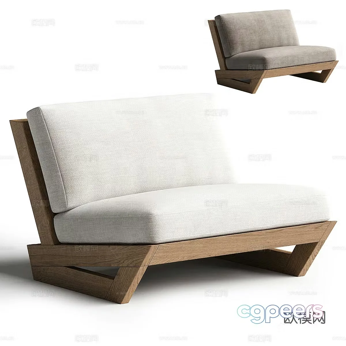 New Chinese style outdoor lounge chair leisure chair 3d model