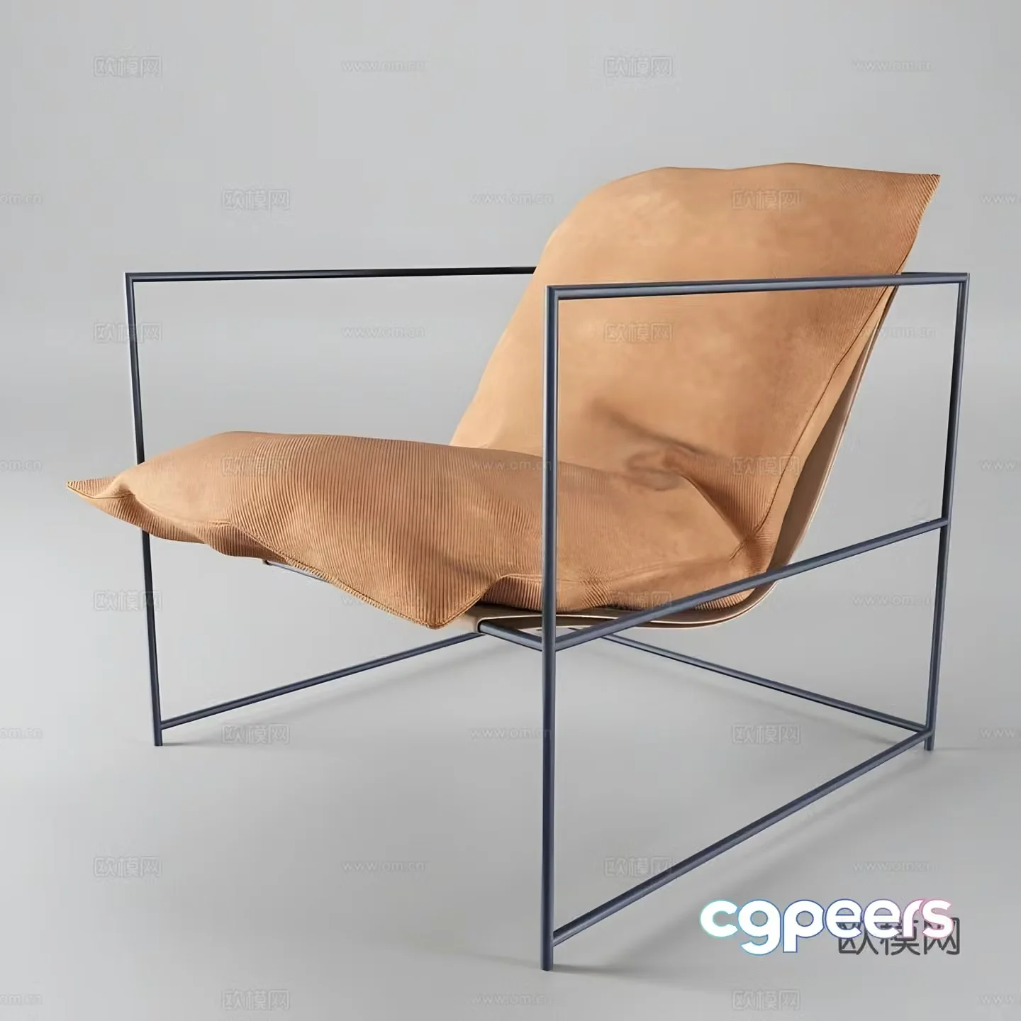 Italian minimalist leisure chair metal lounge chair chair 3d model