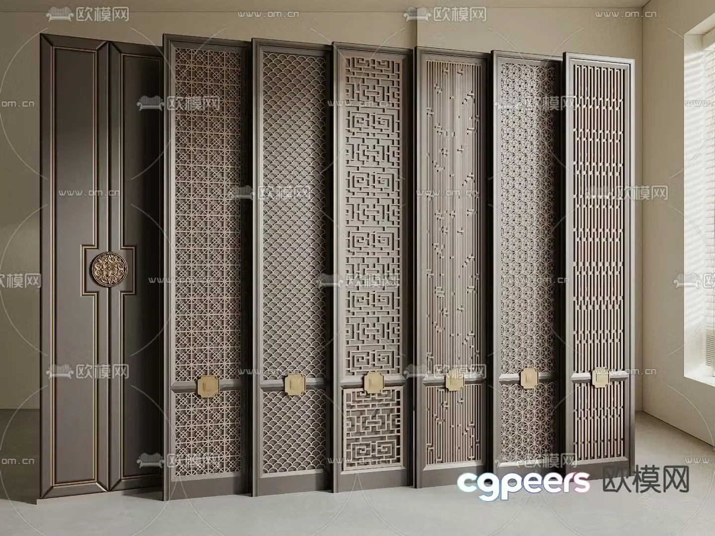 New Chinese style wainscot modeling board partition 3D model