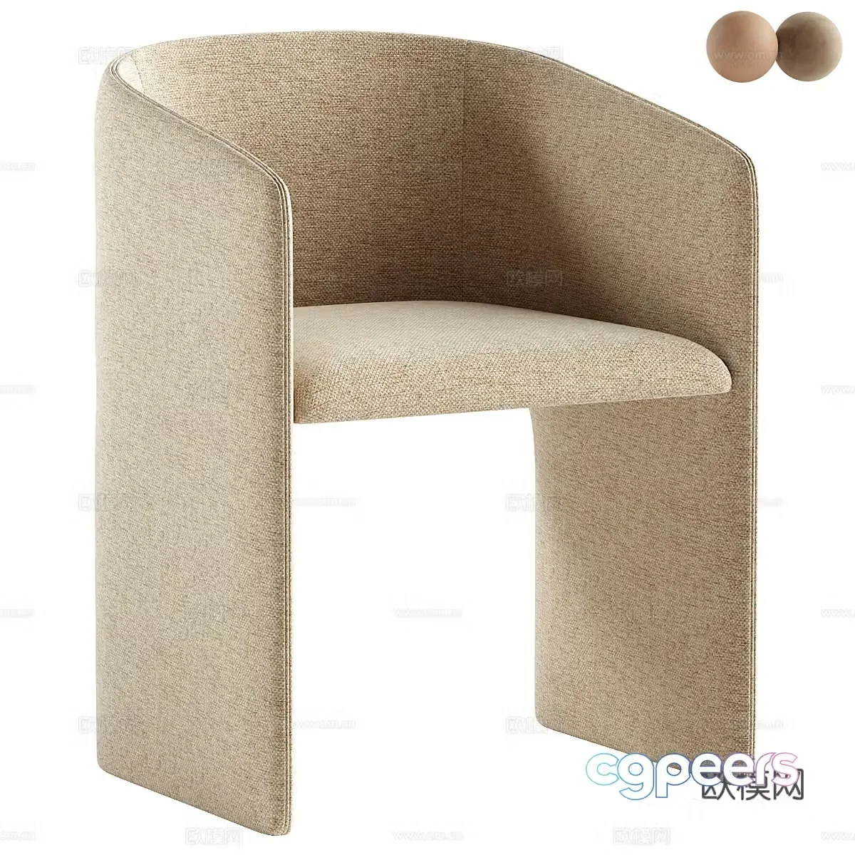 Cream style single chair Fabric single chair Fabric leisure chair Fabric dining chair Fabric book chair Fabric support 3D model