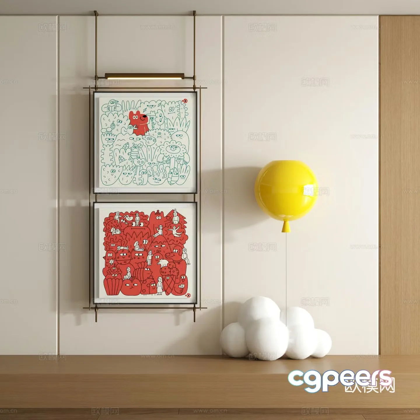 Modern graffiti decorative painting 3d model