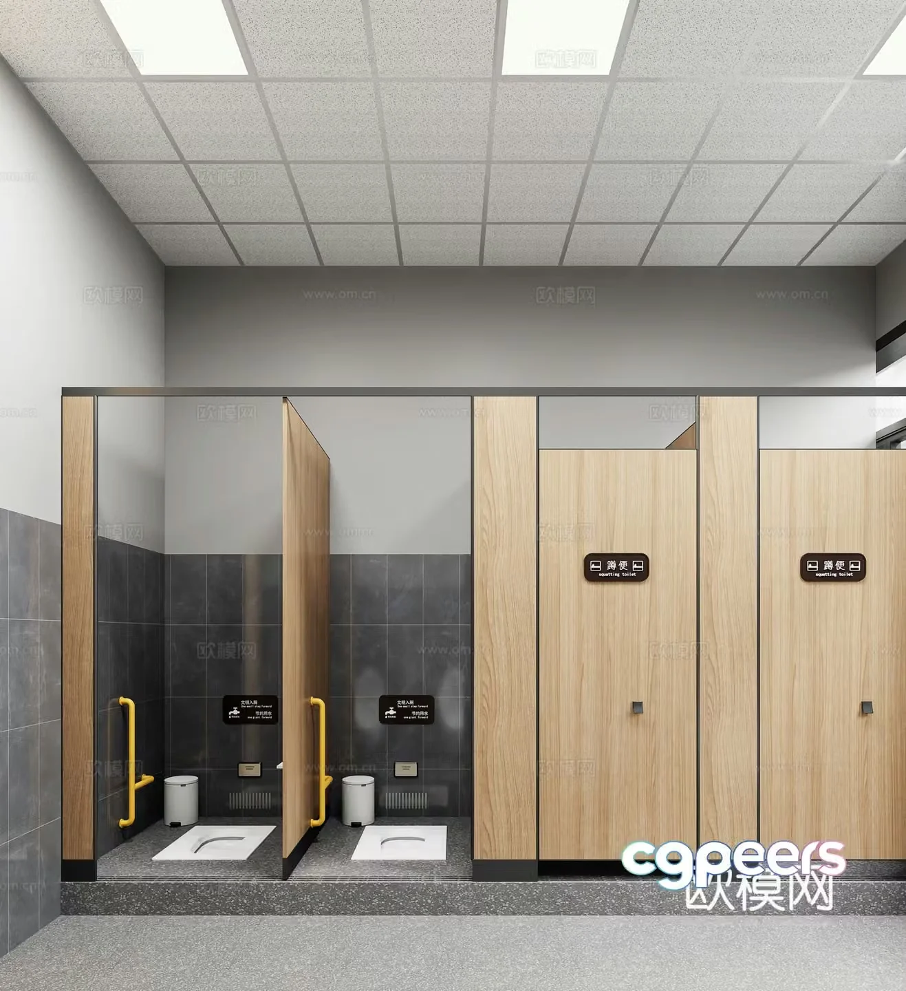 Modern public restroom 3d model