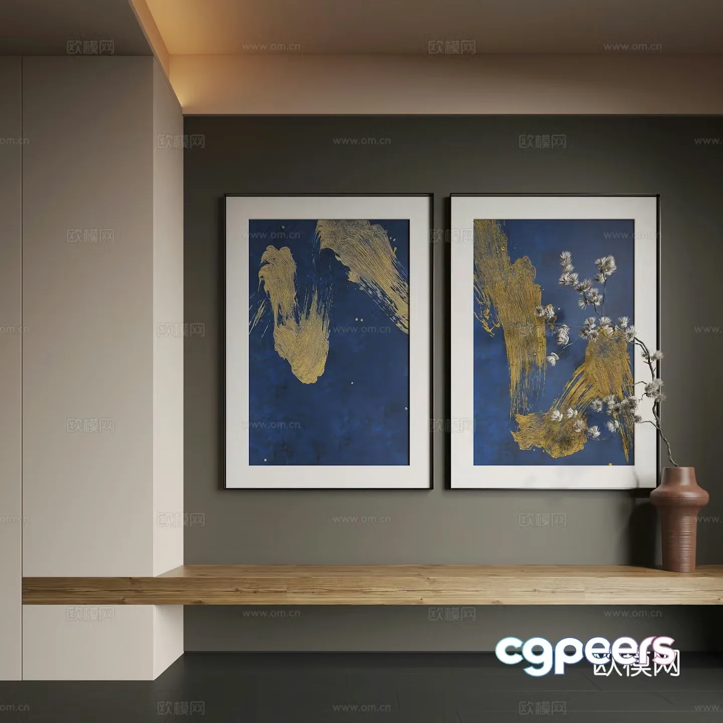 Modern hanging painting Modern abstract hanging painting Modern combination painting 3d model