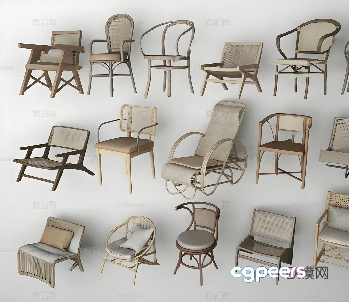 Rattan leisure chair 3d model