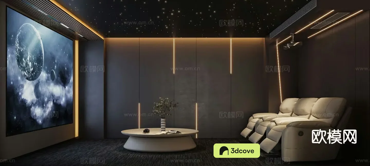 Modern audio-visual room home theater private theater