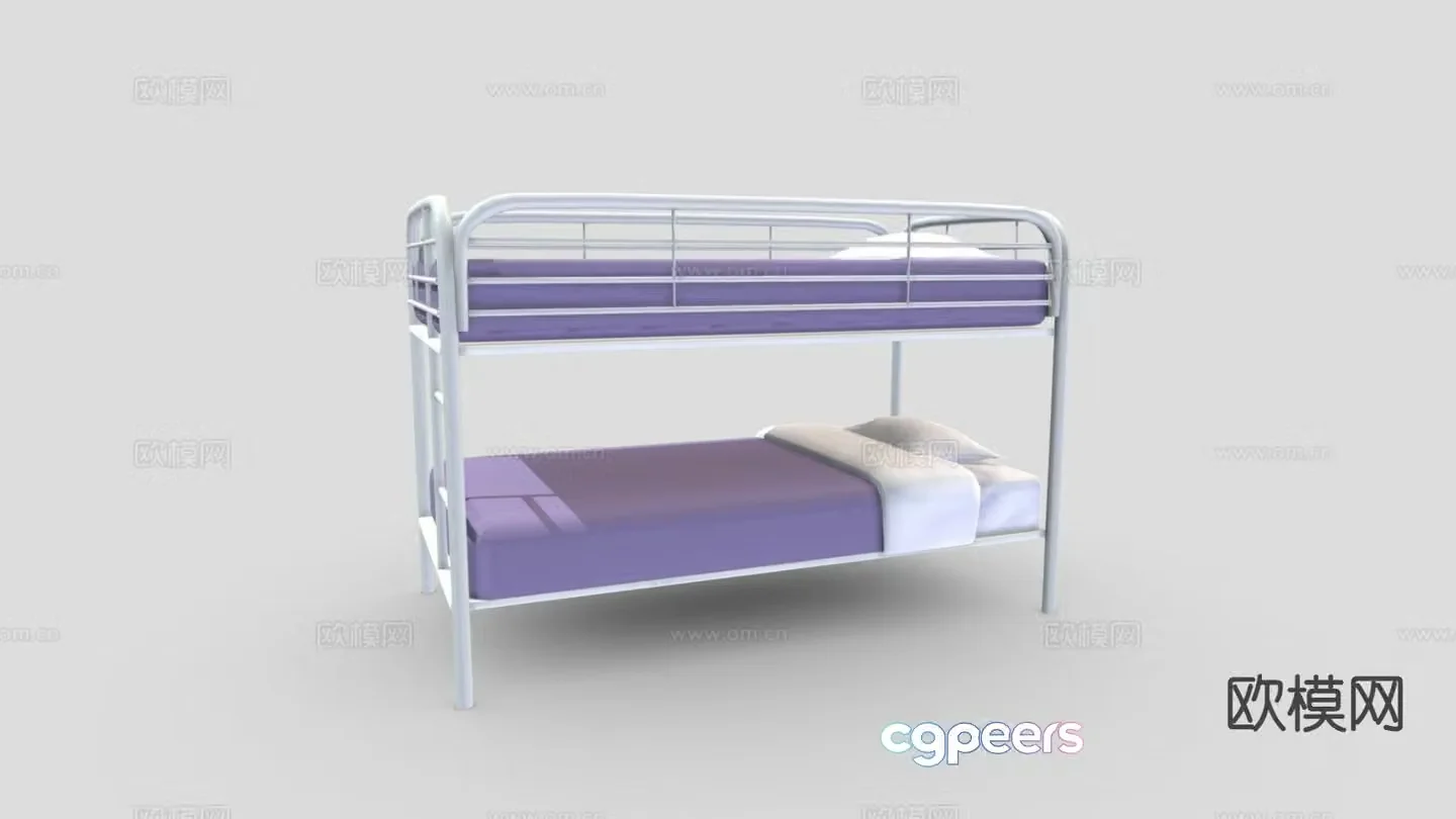 White metal bunker bed bunk bed bunk bed 3d model