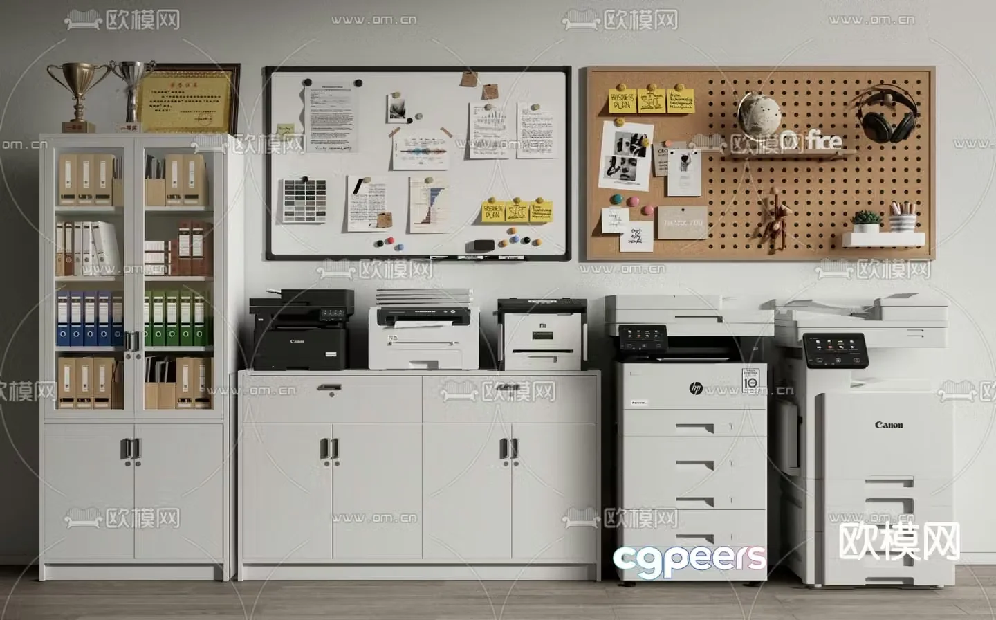 File cabinet printer office supplies 3d model