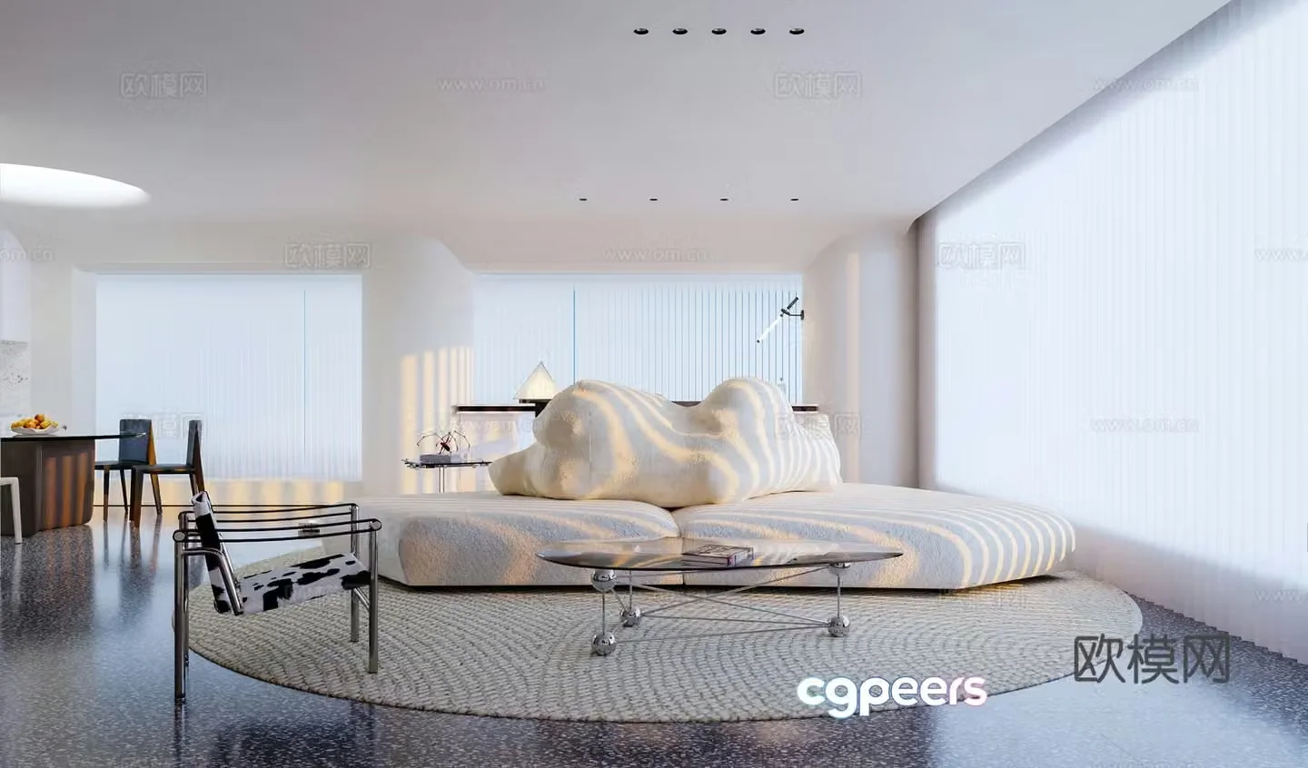 Minimalist modern home living room sofa and coffee table combination iron sofa dining table and chair combination home entrance 3D model