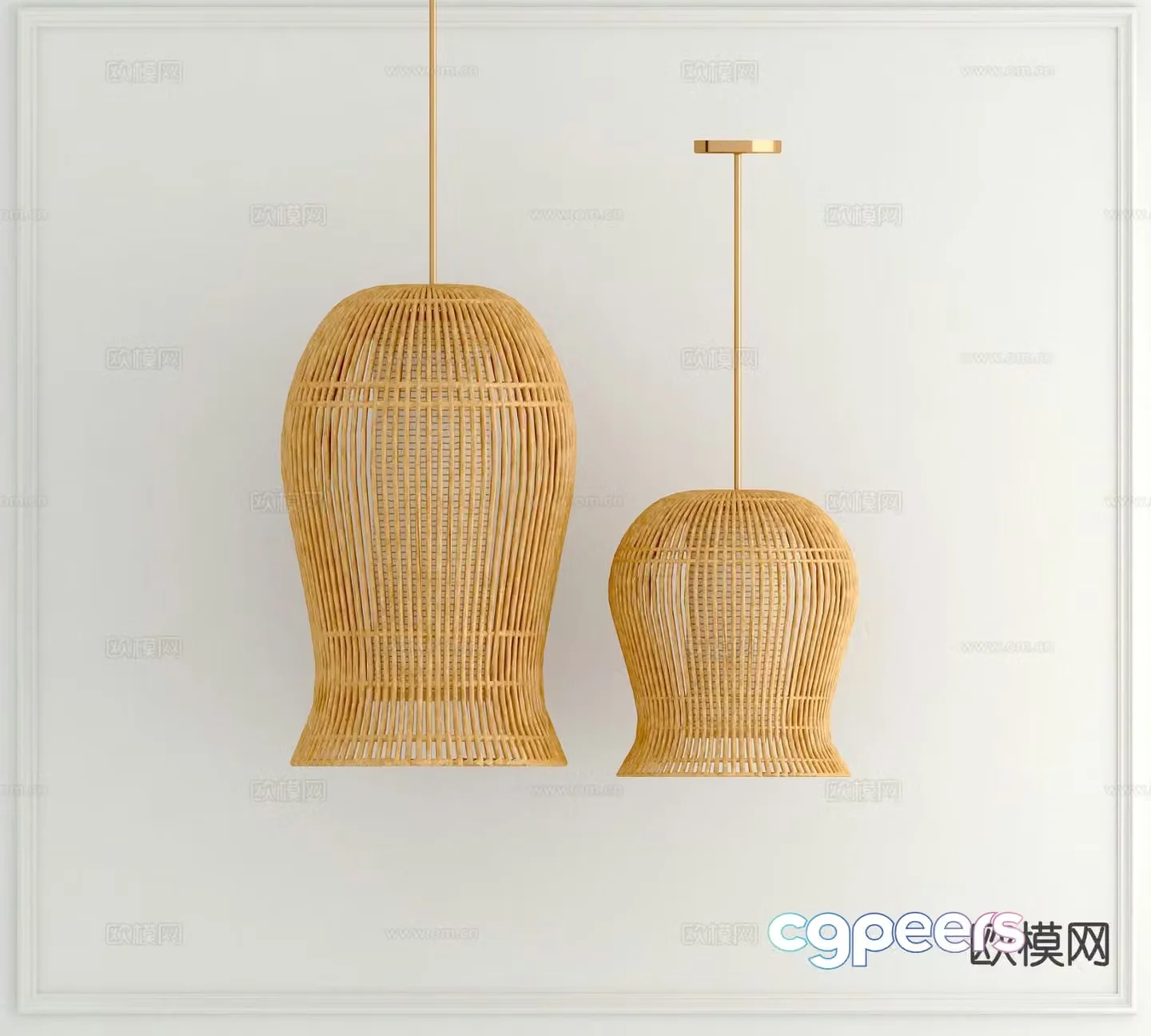 Wabi-sabi chandelier bamboo chandelier 3d model