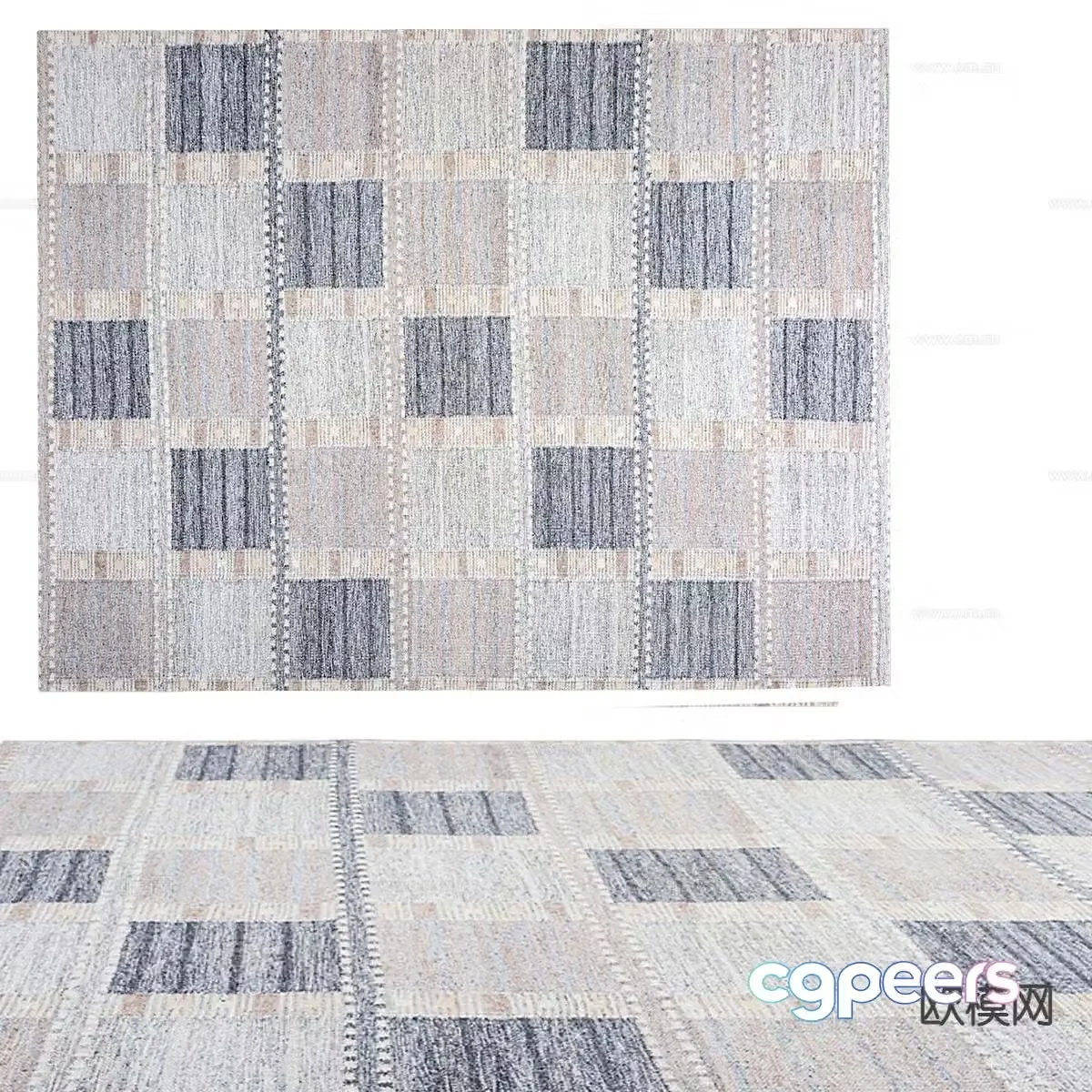 Modern minimalist carpet plaid carpet 3d model