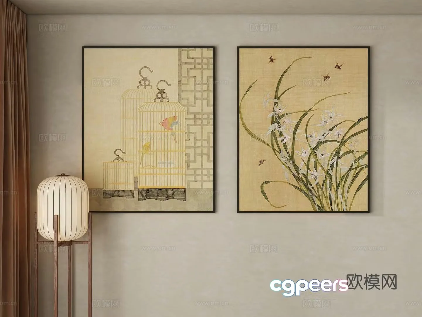 New Chinese Song style horizontal hanging painting 3D model