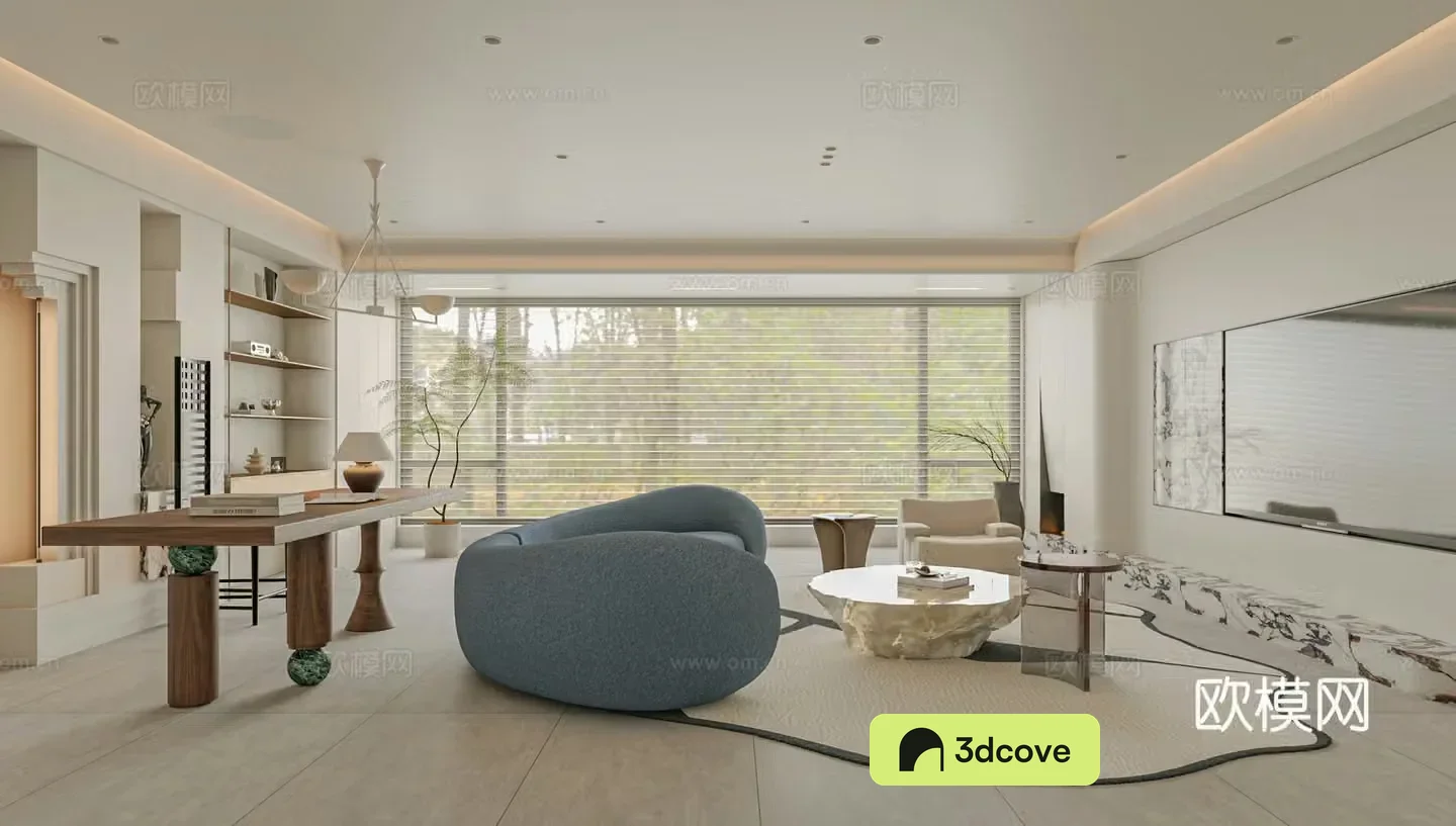 Modern living room sofa single chair coffee table
